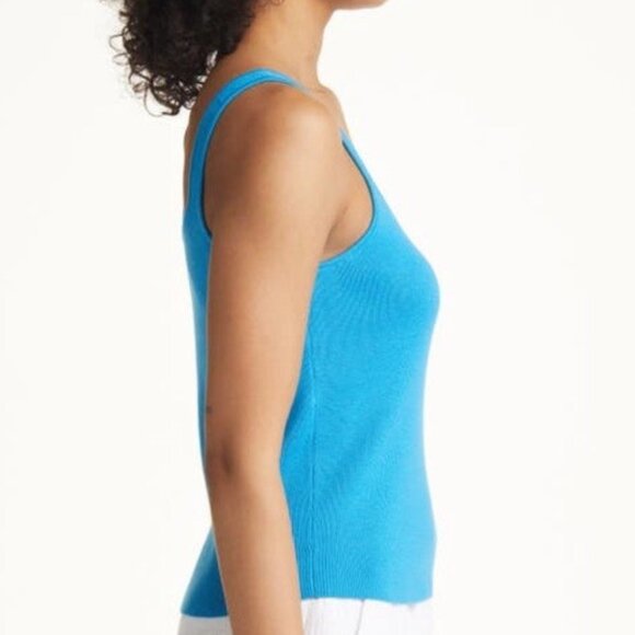 Halogen V-Neck Sweater Tank Top Organic Cotton Blend Turquoise Blue Size XL NEW - Picture 3 of 7